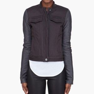 ALEXANDER WANG Leather Sleeve Denim jacket